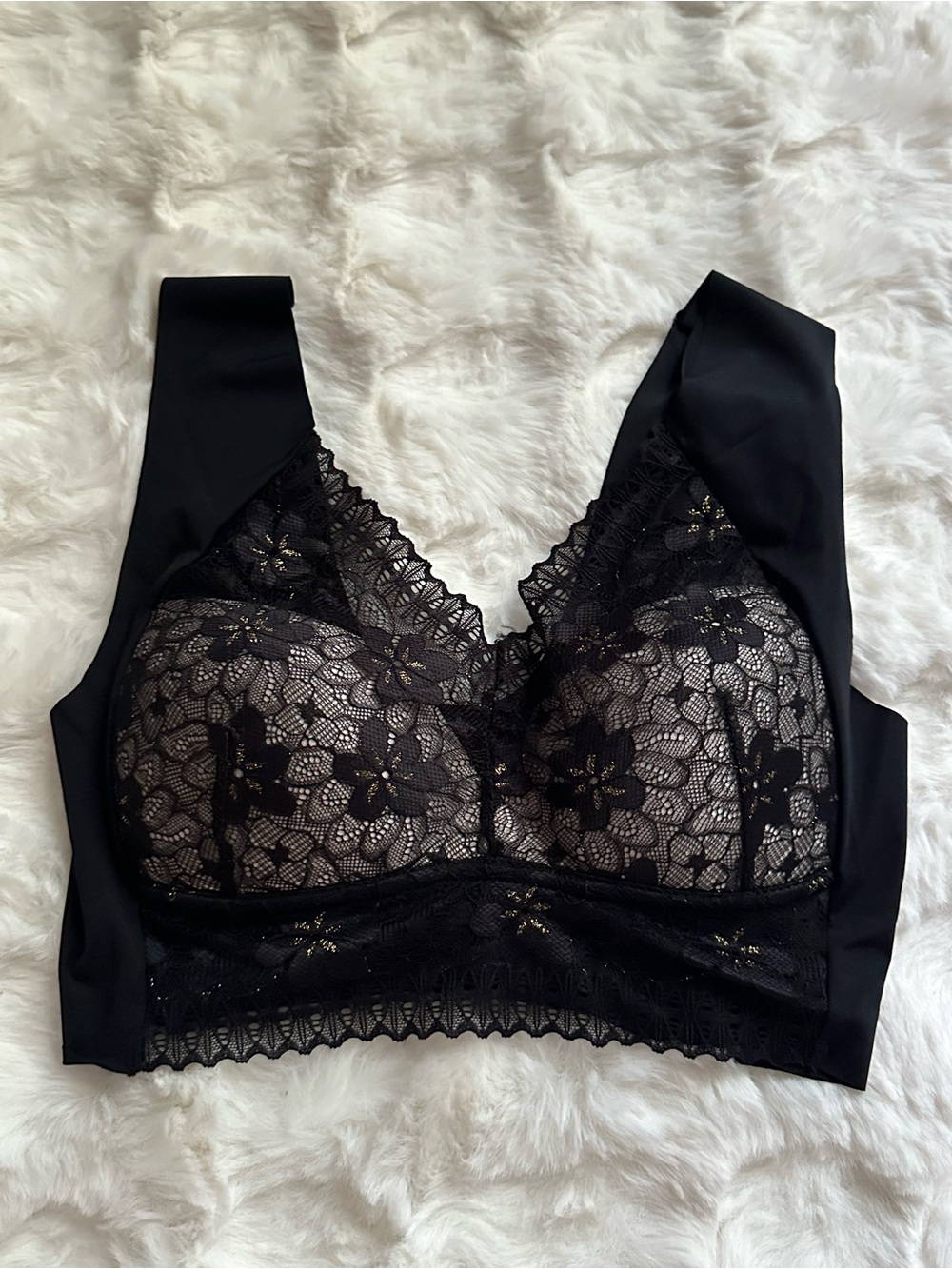 Essential Lace Floral Black Bralette - Women Intimates